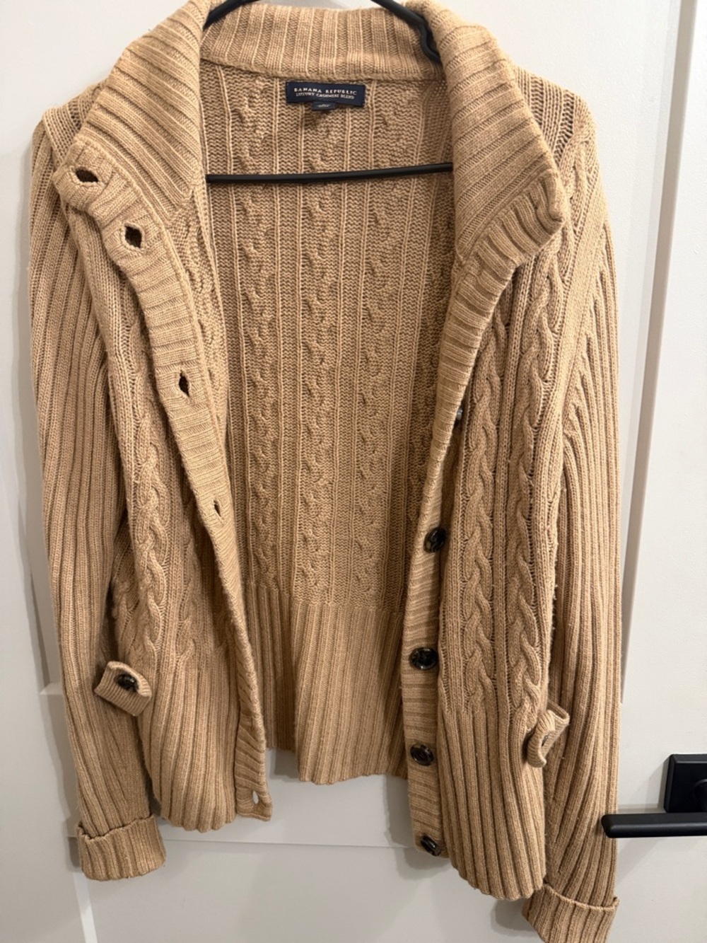 Banana Republic Cable Knit Shawl Collar Cardigan - Camel/Tan - Picture 2 of 4
